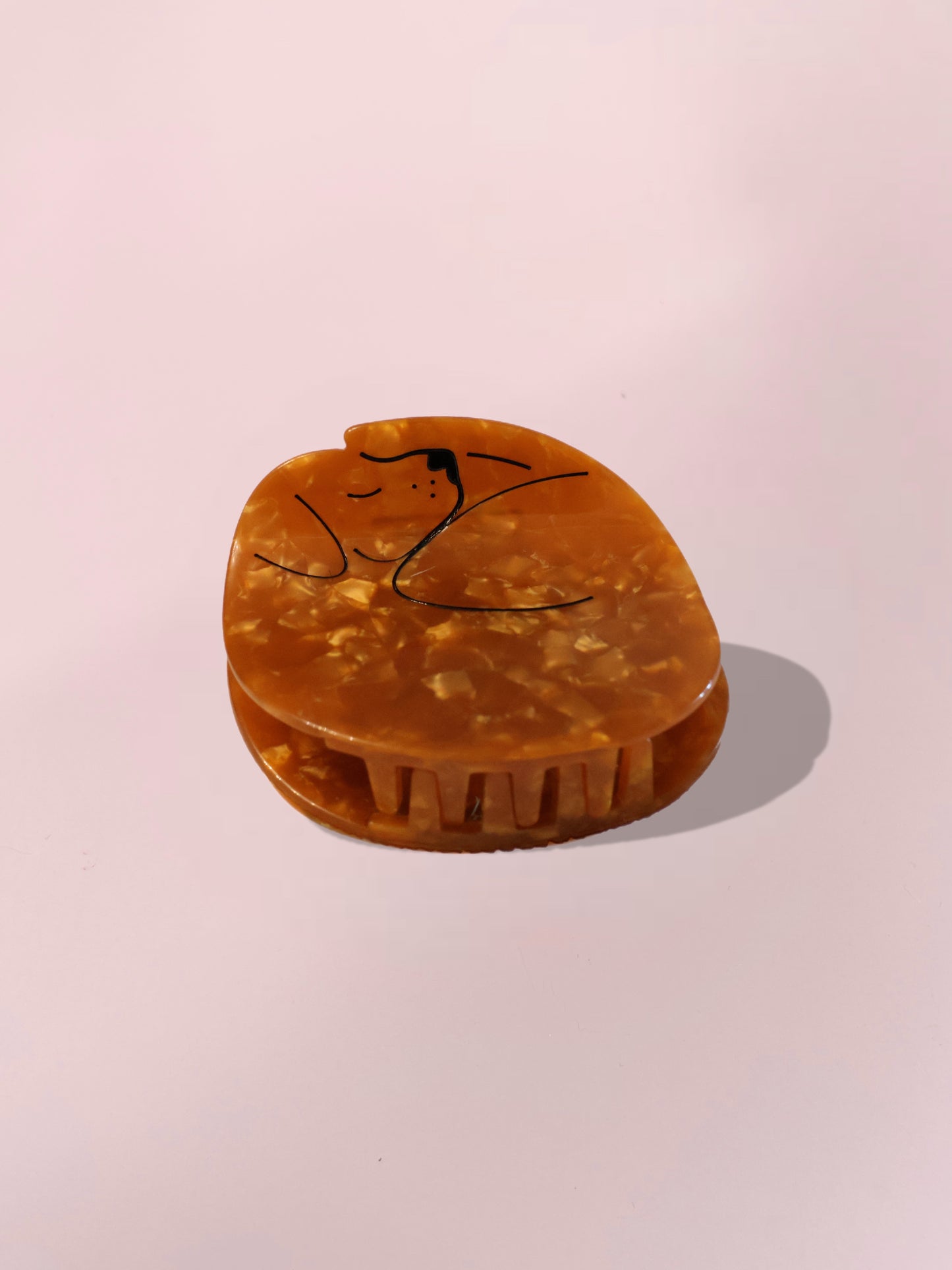 Brown Sleeping Dog Claw Clip // Cellulose Acetate