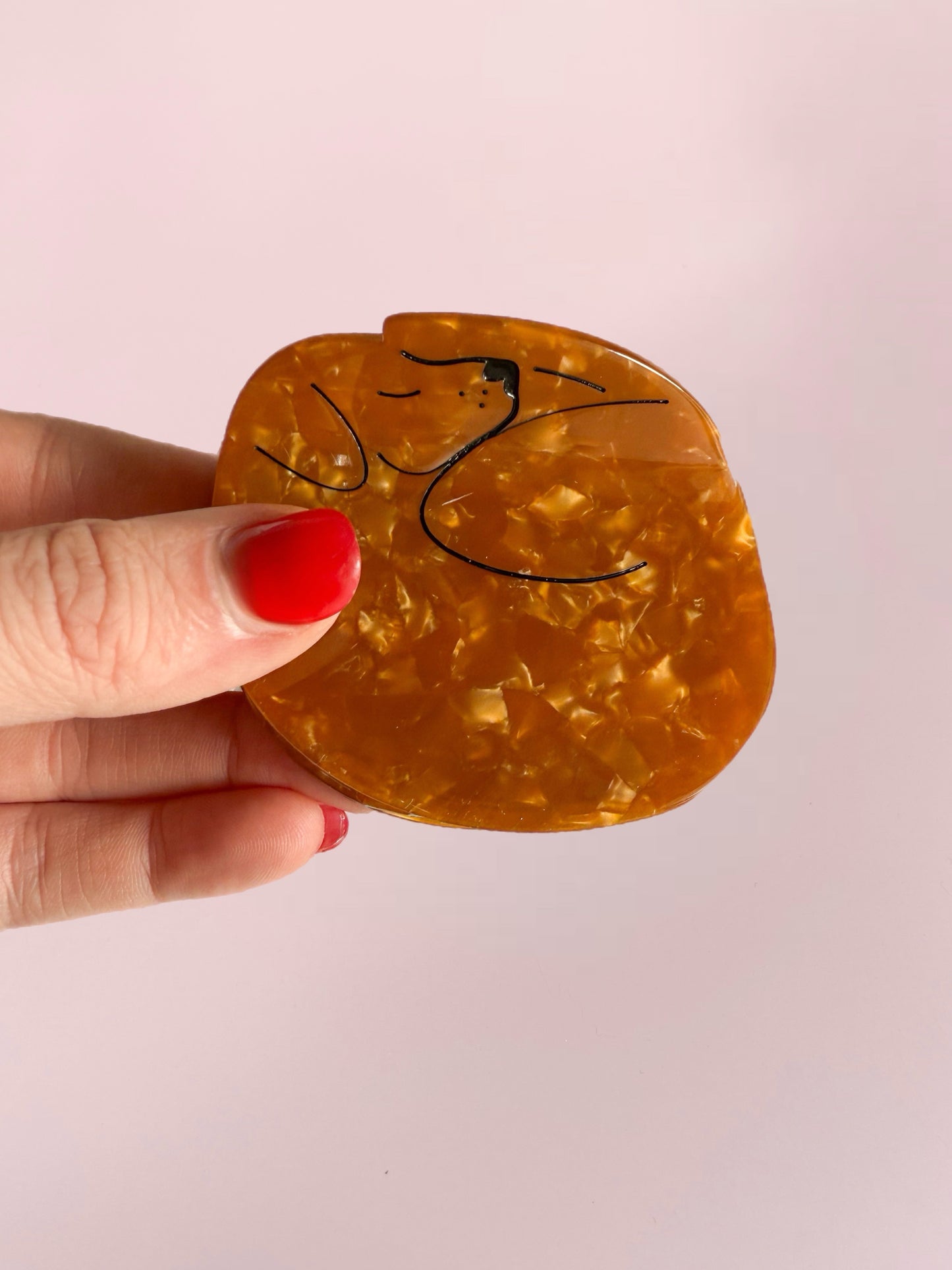 Brown Sleeping Dog Claw Clip // Cellulose Acetate