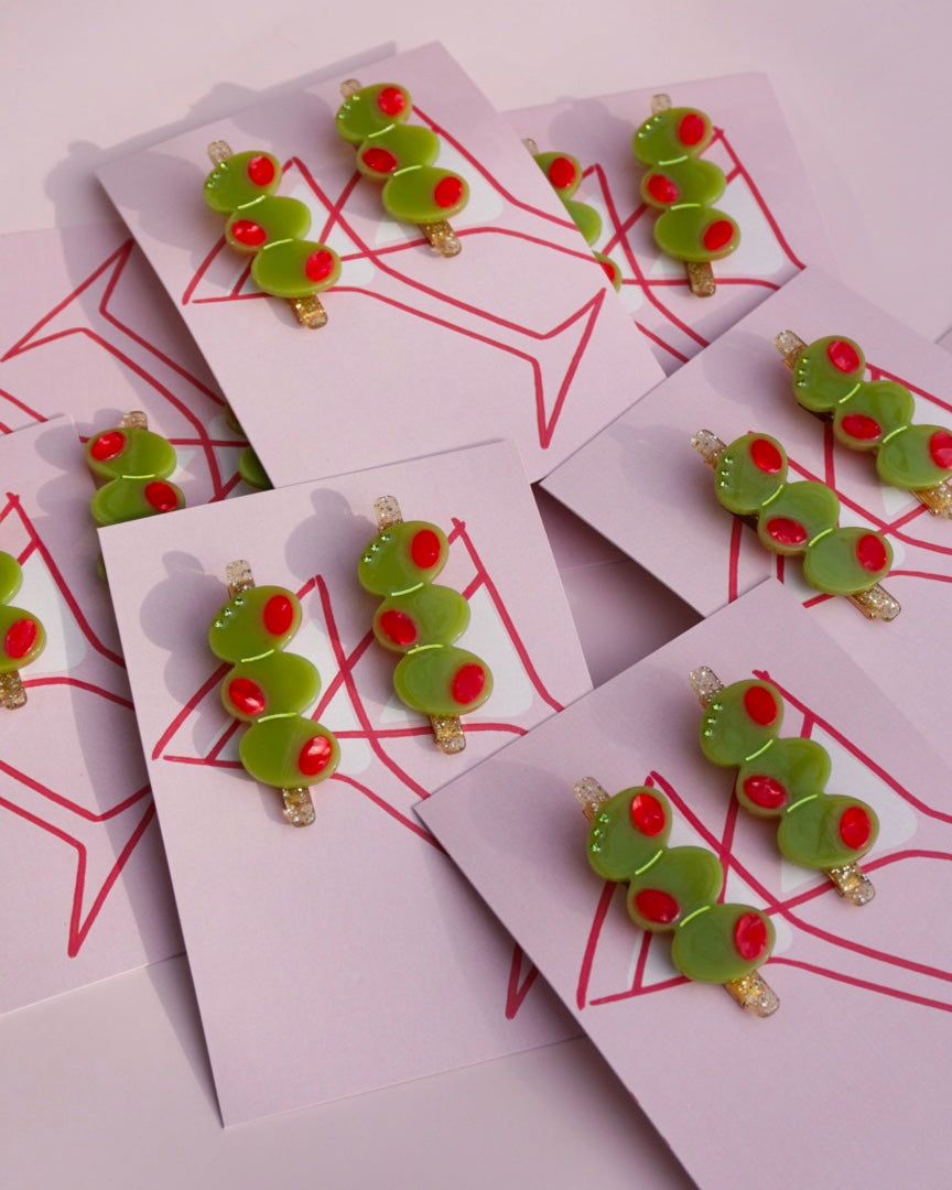 Martini Olive Clip Set