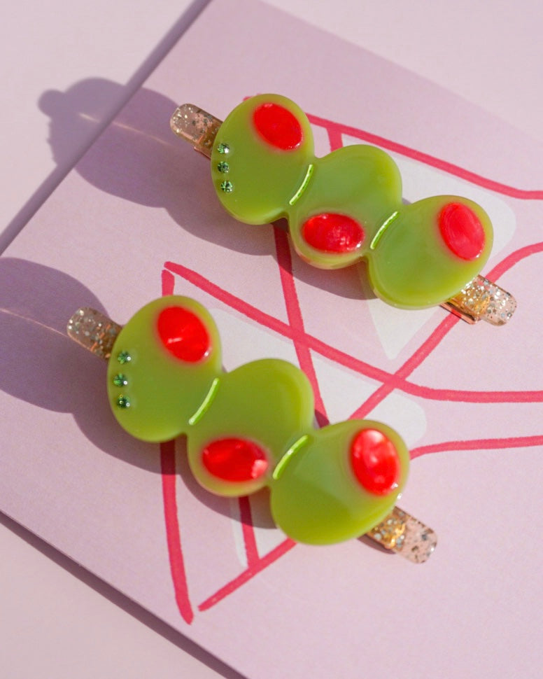 Martini Olive Clip Set