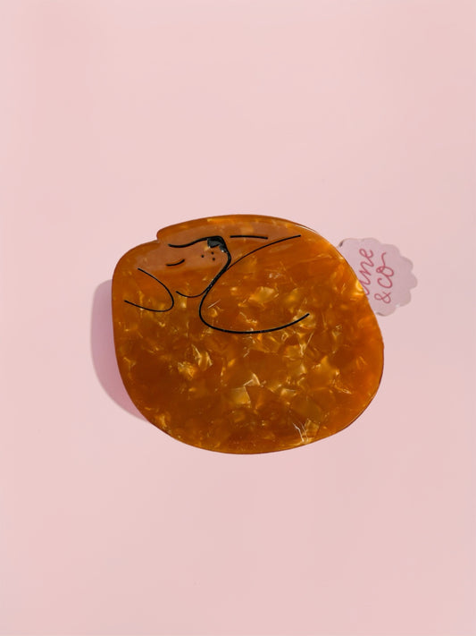 Brown Sleeping Dog Claw Clip // Cellulose Acetate